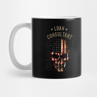 Loan Consultant - Watercolor Skull in American Flag Design Mug